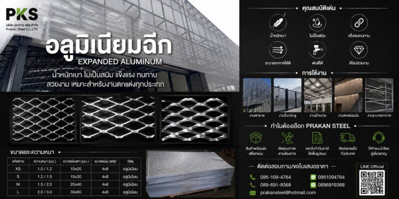 อลูมิเนียมฉีก Expanded Aluminum Prakan Steel