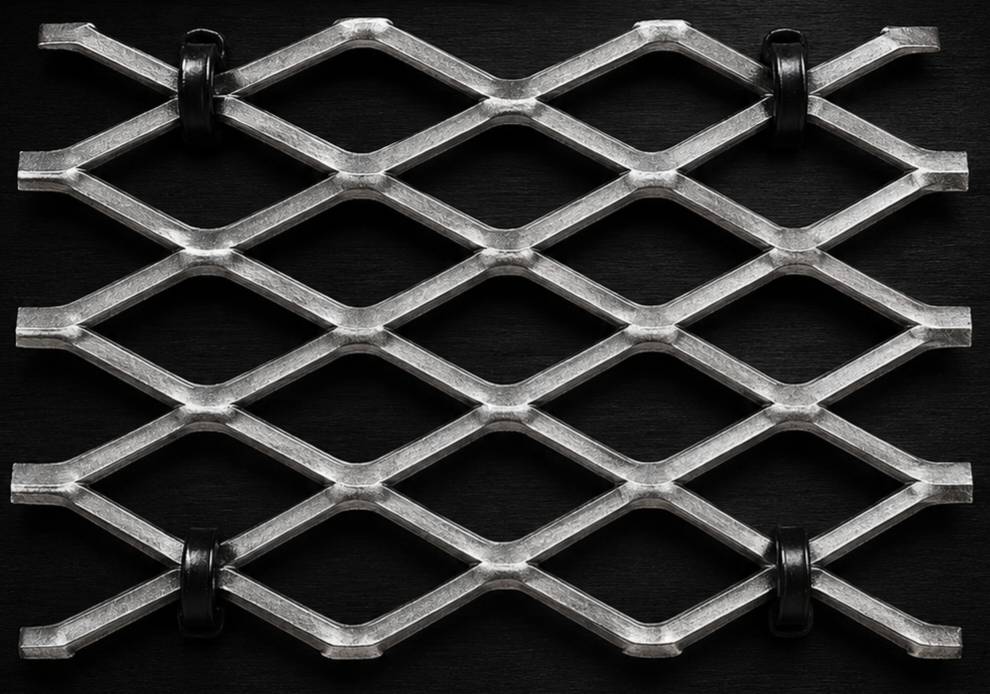 ตะแกรงสแตนเลสฉีกXS-43-expanded-stainless-steel-XS-43-prakansteel-1 ตะแกรงสแตนเลสฉีก XS-42 หนา 3.0 มม. ช่องตา 22×50.8 มม. ขนาดแผ่น 4×8 ฟุต