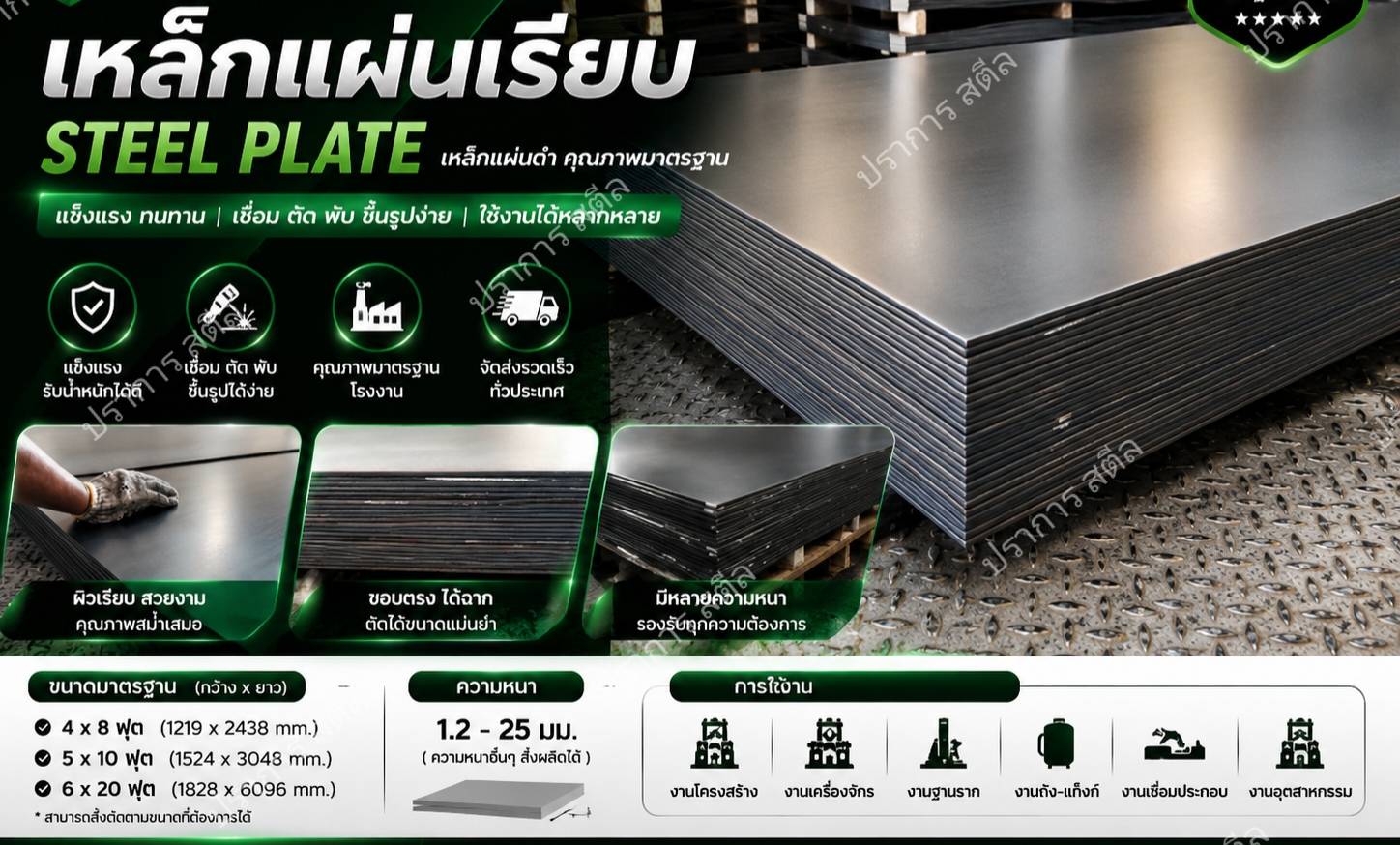 teel-plate-prakarn-steel-1 เหล็กแผ่นเรียบ (Steel Plate) หนา 1.2-25 มม. | ปราการสตีล